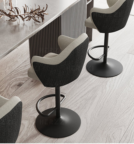 HERZZI Elowen Adjustable Modern Bar Stool - Black & White Elegant Design from HERZZI