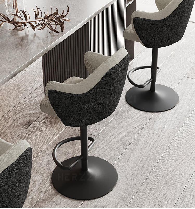 HERZZI Elowen Adjustable Modern Bar Stool - Black & White Elegant Design from HERZZI