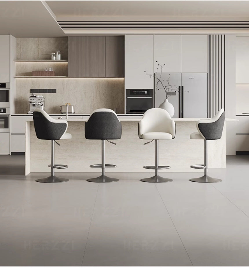 HERZZI Elowen Adjustable Modern Bar Stool - Black & White Elegant Design from HERZZI