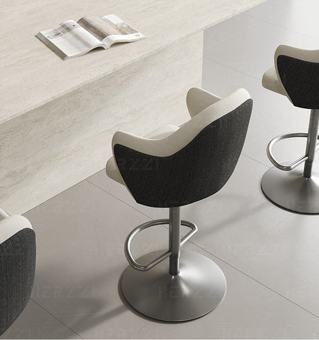 HERZZI Elowen Adjustable Modern Bar Stool - Black & White Elegant Design from HERZZI