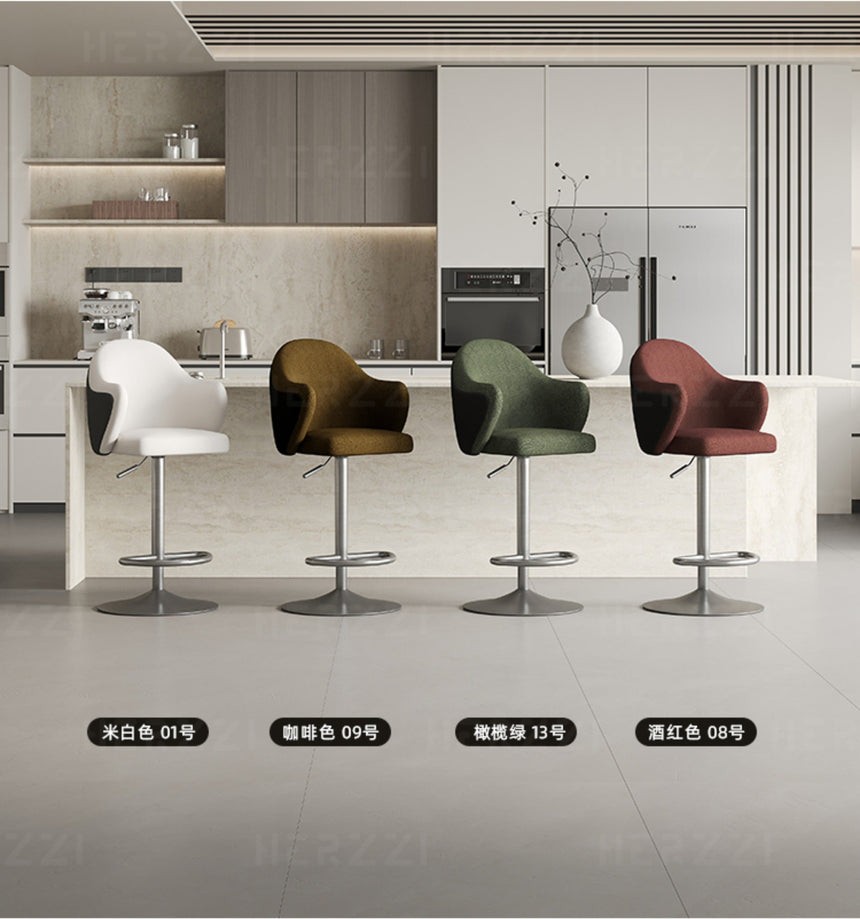 HERZZI Elowen Adjustable Modern Bar Stool - Black & White Elegant Design from HERZZI