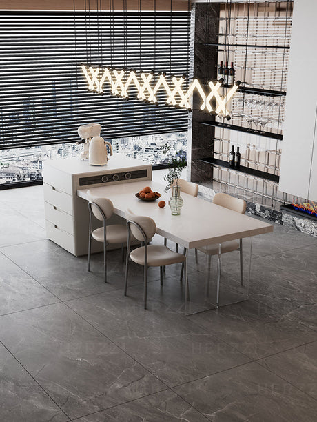 HERZZI Elowen Chic Acrylic Retractable Dining Table Set from HERZZI