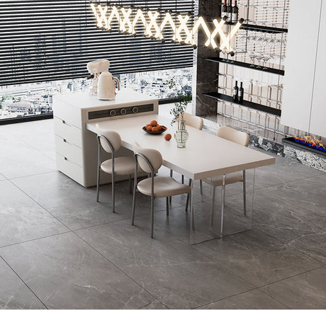 HERZZI Elowen Chic Acrylic Retractable Dining Table Set from HERZZI
