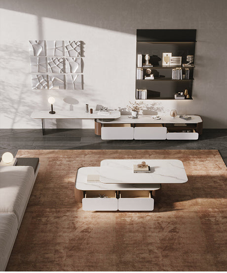 HERZZI Elowen Chic Modern Multifunctional Solid Wood Telescopic TV Cabinet from HERZZI