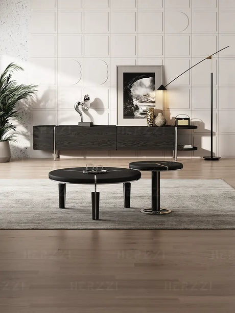 HERZZI Marcellus Elegant Composite Black Coffee Table Set from HERZZI