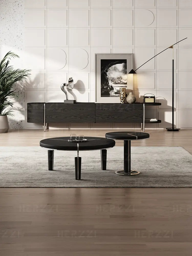 HERZZI Marcellus Elegant Composite Black Coffee Table Set from HERZZI