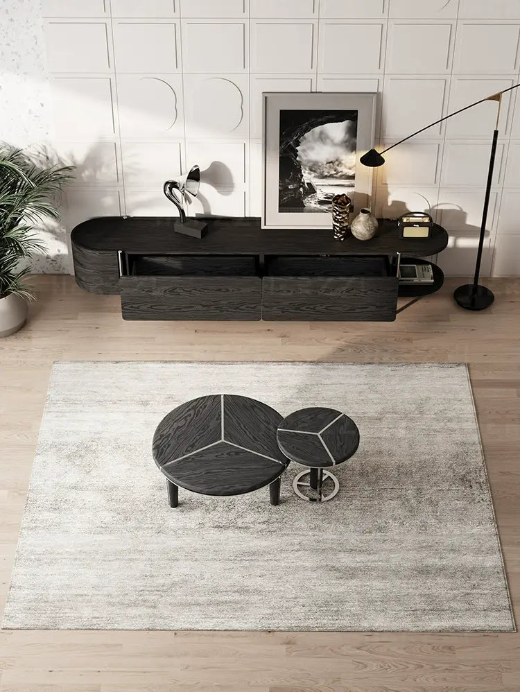 HERZZI Marcellus Elegant Composite Black Coffee Table Set from HERZZI
