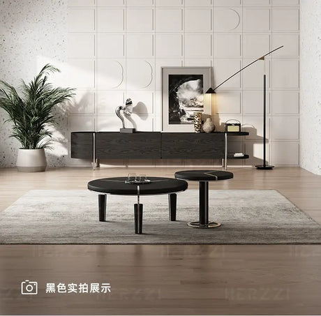 HERZZI Marcellus Elegant Composite Black Coffee Table Set from HERZZI
