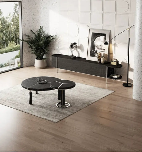 HERZZI Marcellus Elegant Composite Black Coffee Table Set from HERZZI