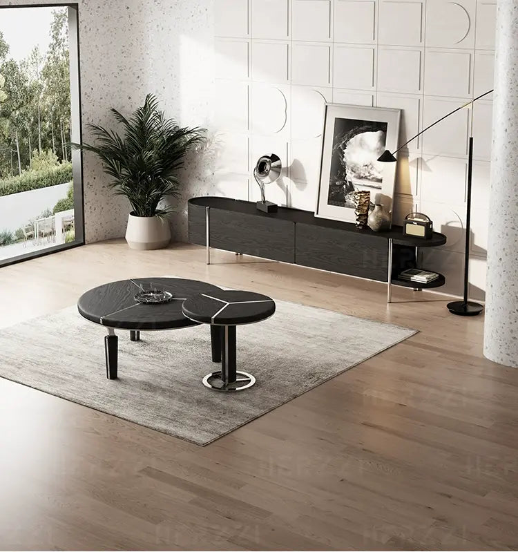 HERZZI Marcellus Elegant Composite Black Coffee Table Set from HERZZI