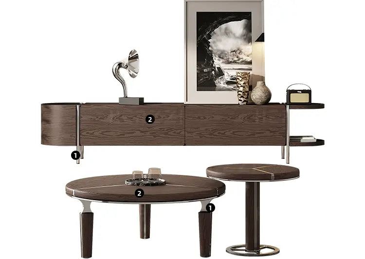 HERZZI Marcellus Elegant Composite Black Coffee Table Set from HERZZI