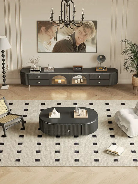 HERZZI Montpelier Elegant Medieval Black Wood Living Room Set from HERZZI
