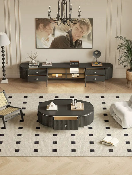HERZZI Montpelier Elegant Medieval Black Wood Living Room Set from HERZZI
