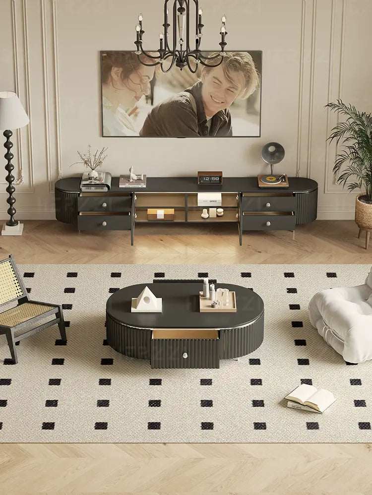 HERZZI Montpelier Elegant Medieval Black Wood Living Room Set from HERZZI