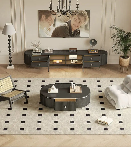 HERZZI Montpelier Elegant Medieval Black Wood Living Room Set from HERZZI