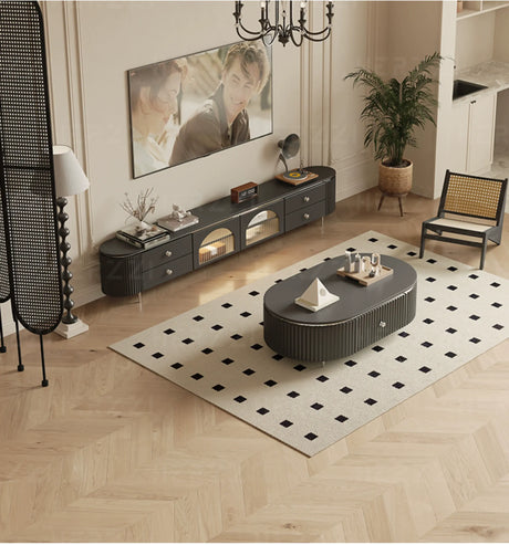 HERZZI Montpelier Elegant Medieval Black Wood Living Room Set from HERZZI