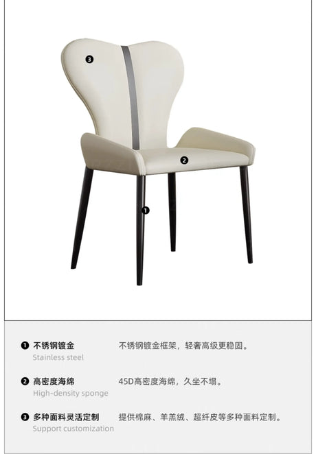 HERZZI Serafina Minimalist Stainless Steel Dark Gray Dining Chair from HERZZI