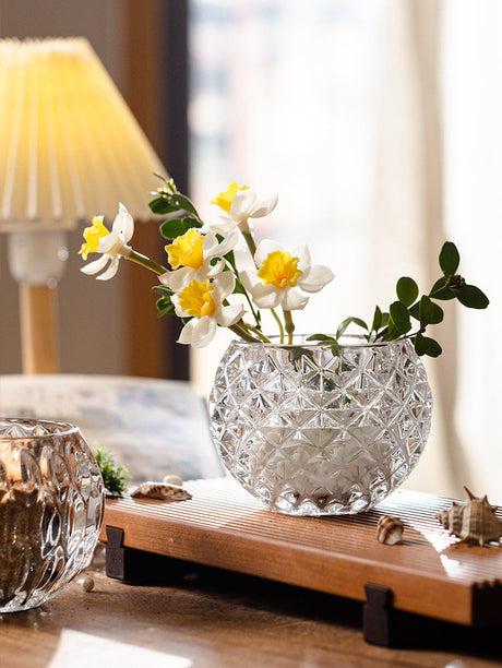 JUHAN Candelaria Glossy Transparent Round Flower Pot - Elegant Living Room Decoration from JUHAN