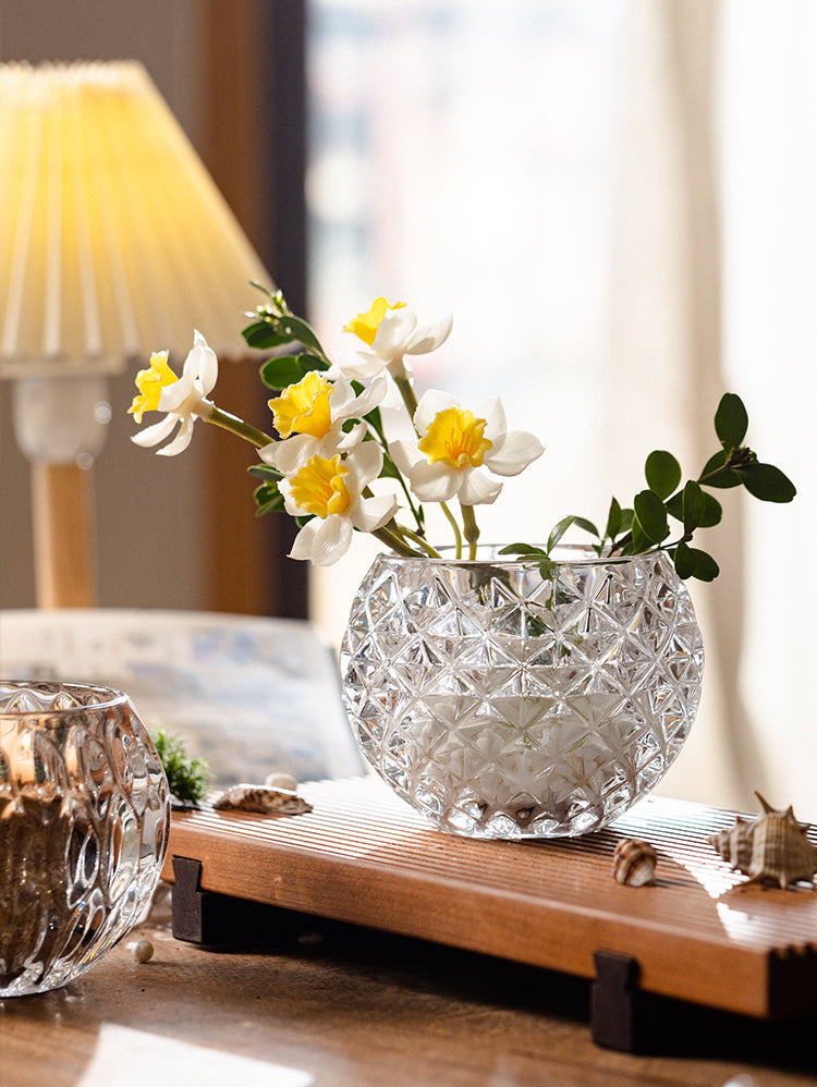 JUHAN Candelaria Glossy Transparent Round Flower Pot - Elegant Living Room Decoration from JUHAN