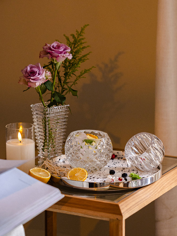 JUHAN Candelaria Glossy Transparent Round Flower Pot - Elegant Living Room Decoration from JUHAN