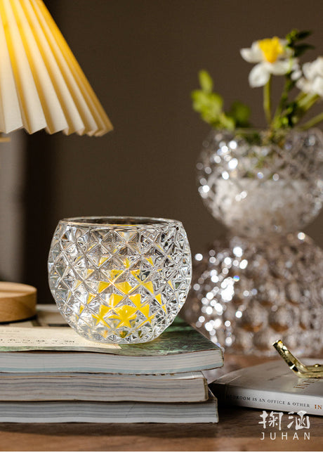 JUHAN Candelaria Glossy Transparent Round Flower Pot - Elegant Living Room Decoration from JUHAN