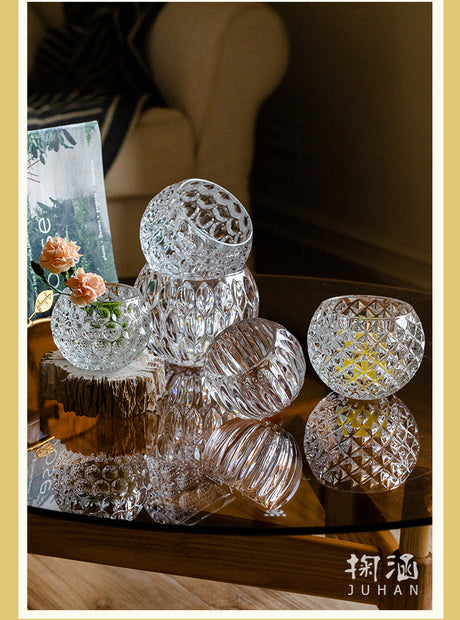 JUHAN Candelaria Glossy Transparent Round Flower Pot - Elegant Living Room Decoration from JUHAN