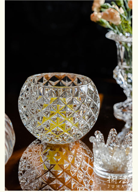 JUHAN Candelaria Glossy Transparent Round Flower Pot - Elegant Living Room Decoration from JUHAN