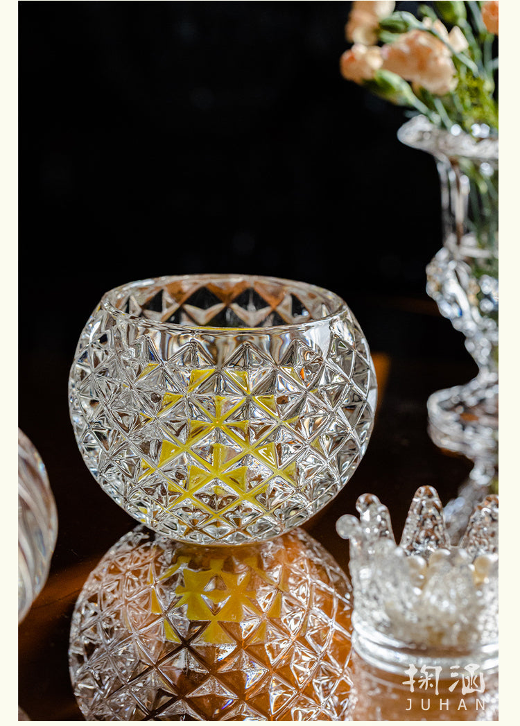 JUHAN Candelaria Glossy Transparent Round Flower Pot - Elegant Living Room Decoration from JUHAN
