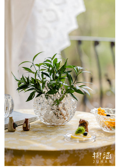 JUHAN Candelaria Glossy Transparent Round Flower Pot - Elegant Living Room Decoration from JUHAN