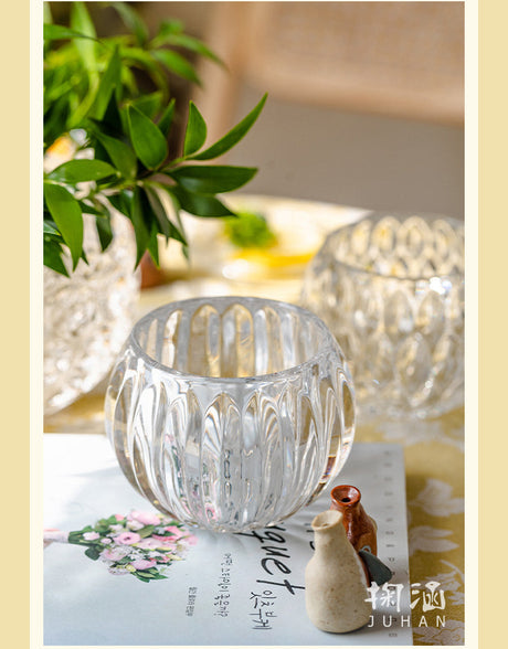 JUHAN Candelaria Glossy Transparent Round Flower Pot - Elegant Living Room Decoration from JUHAN