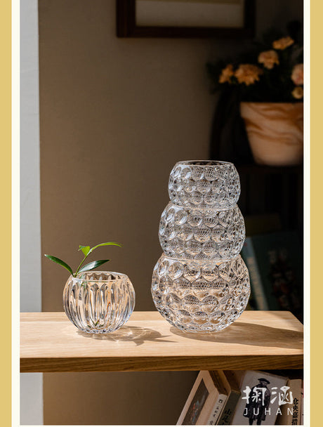 JUHAN Candelaria Glossy Transparent Round Flower Pot - Elegant Living Room Decoration from JUHAN