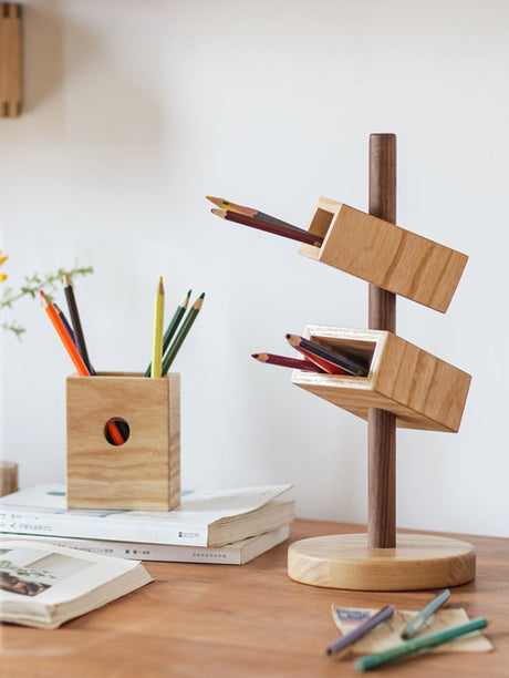 JUHAN Isadora Elegant Natural Wood Pencil Holder from JUHAN