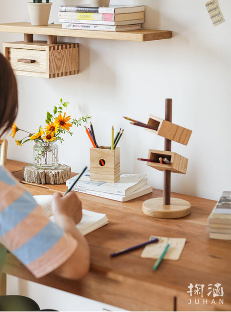JUHAN Isadora Elegant Natural Wood Pencil Holder from JUHAN