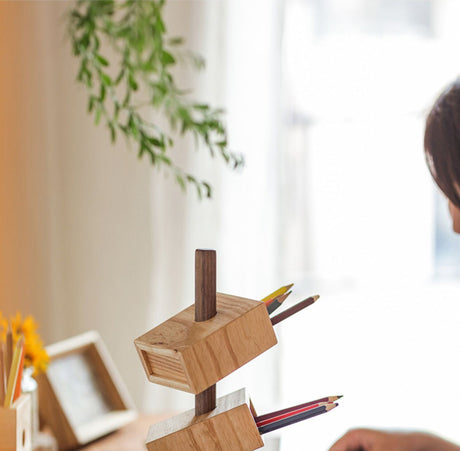 JUHAN Isadora Elegant Natural Wood Pencil Holder from JUHAN