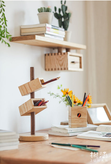 JUHAN Isadora Elegant Natural Wood Pencil Holder from JUHAN
