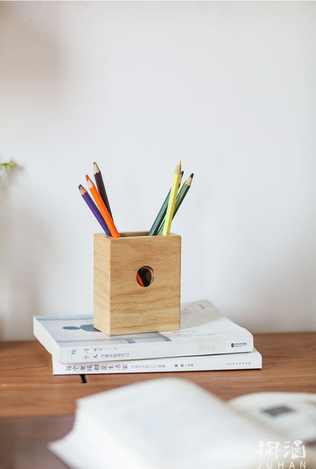 JUHAN Isadora Elegant Natural Wood Pencil Holder from JUHAN