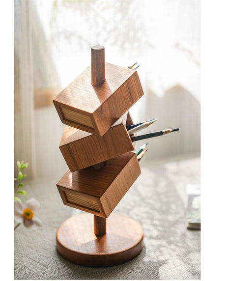 JUHAN Isadora Elegant Natural Wood Pencil Holder from JUHAN