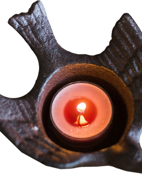 JUHAN Isidore Rustic Cast Iron Flying Bird Garden Candlestick from JUHAN