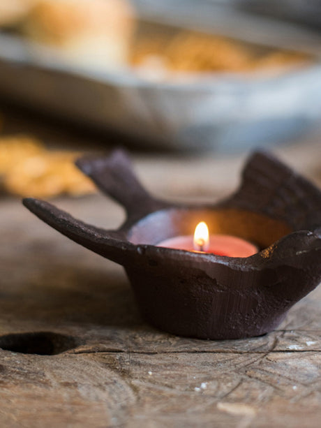 JUHAN Isidore Rustic Cast Iron Flying Bird Garden Candlestick from JUHAN