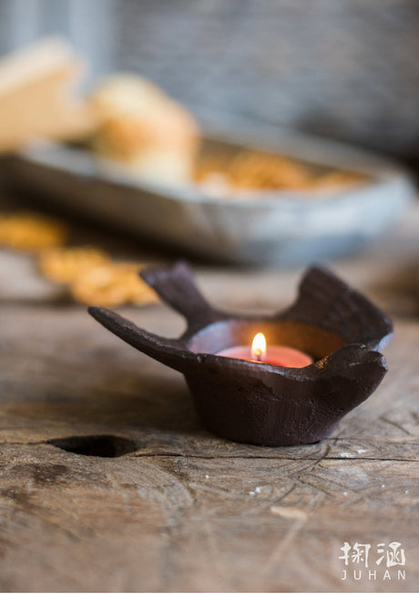 JUHAN Isidore Rustic Cast Iron Flying Bird Garden Candlestick from JUHAN