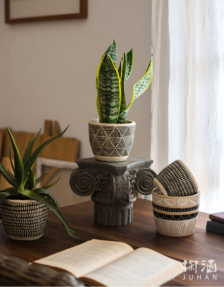 JUHAN Isolde Chic Geometric Cement Flowerpot from JUHAN