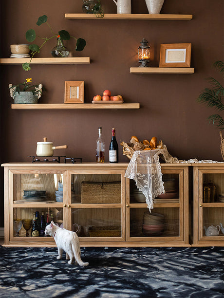 JUHAN Kaelani Rustic Solid Wood TV Cabinet with Glass Doors from JUHAN