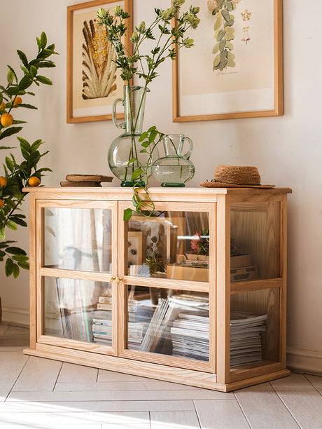 JUHAN Kaelani Rustic Solid Wood TV Cabinet with Glass Doors from JUHAN