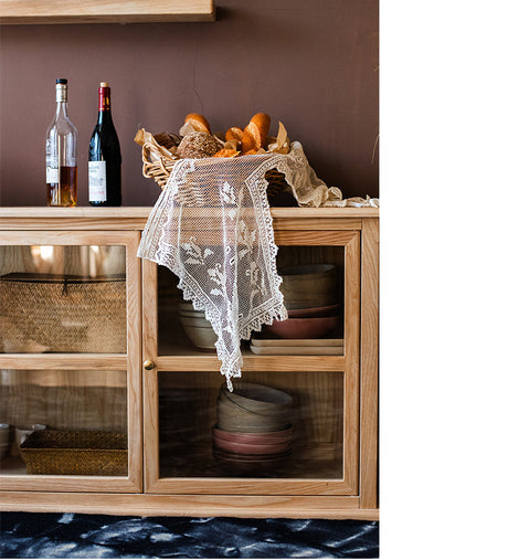 JUHAN Kaelani Rustic Solid Wood TV Cabinet with Glass Doors from JUHAN