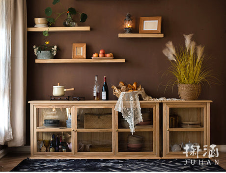 JUHAN Kaelani Rustic Solid Wood TV Cabinet with Glass Doors from JUHAN