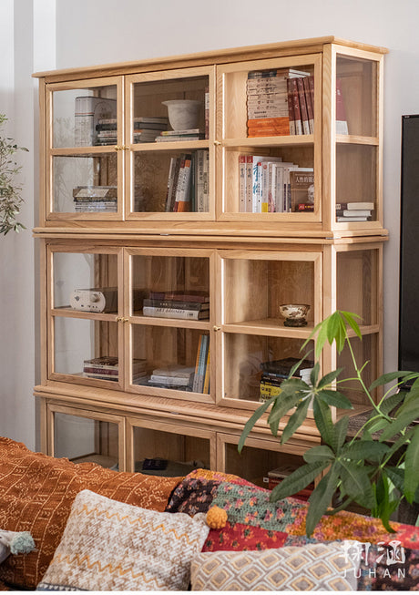 JUHAN Kaelani Rustic Solid Wood TV Cabinet with Glass Doors from JUHAN