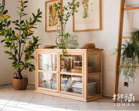 JUHAN Kaelani Rustic Solid Wood TV Cabinet with Glass Doors from JUHAN