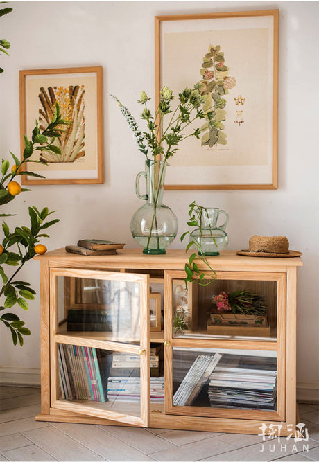 JUHAN Kaelani Rustic Solid Wood TV Cabinet with Glass Doors from JUHAN