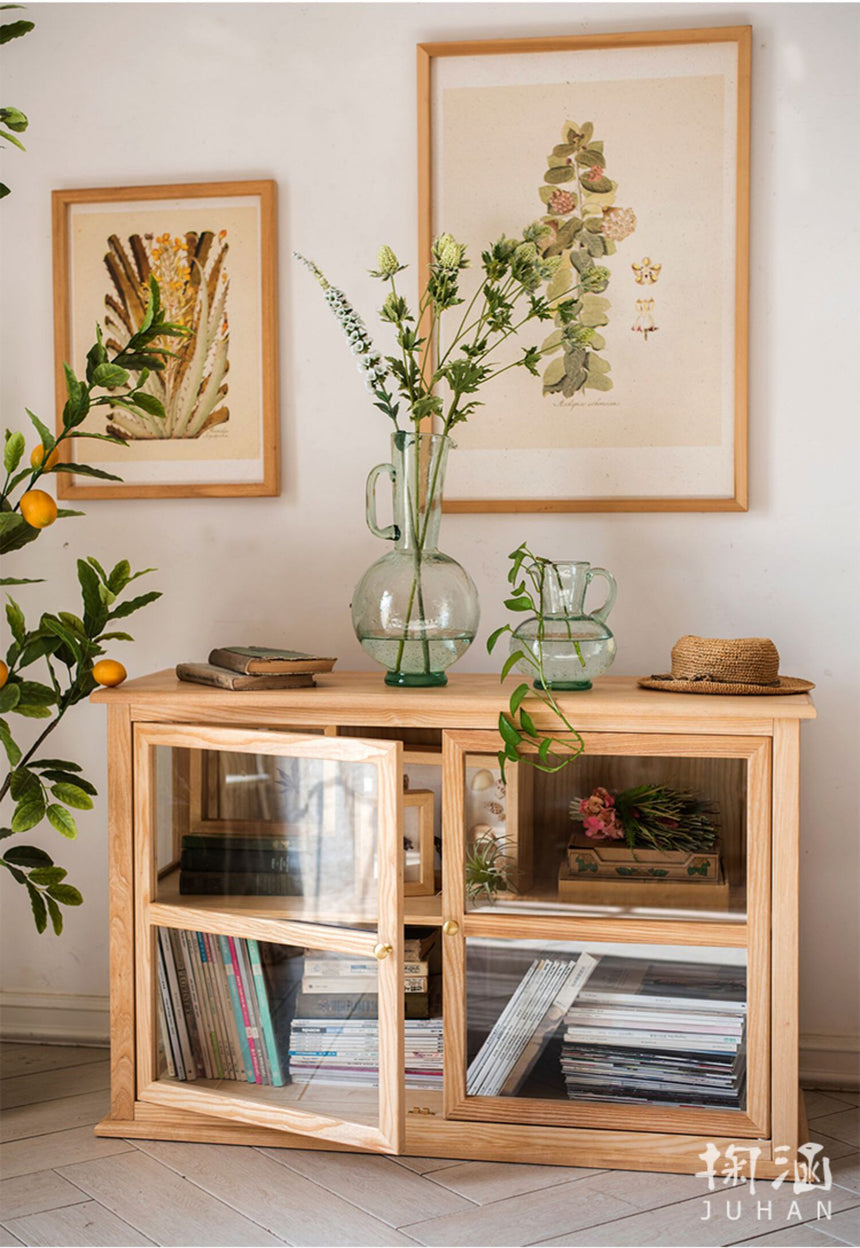 JUHAN Kaelani Rustic Solid Wood TV Cabinet with Glass Doors from JUHAN