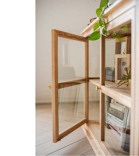 JUHAN Kaelani Rustic Solid Wood TV Cabinet with Glass Doors from JUHAN